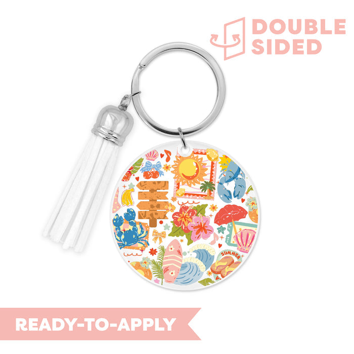 [ Double Sided ] Circle UV DTF Decal | Tropical Vibes