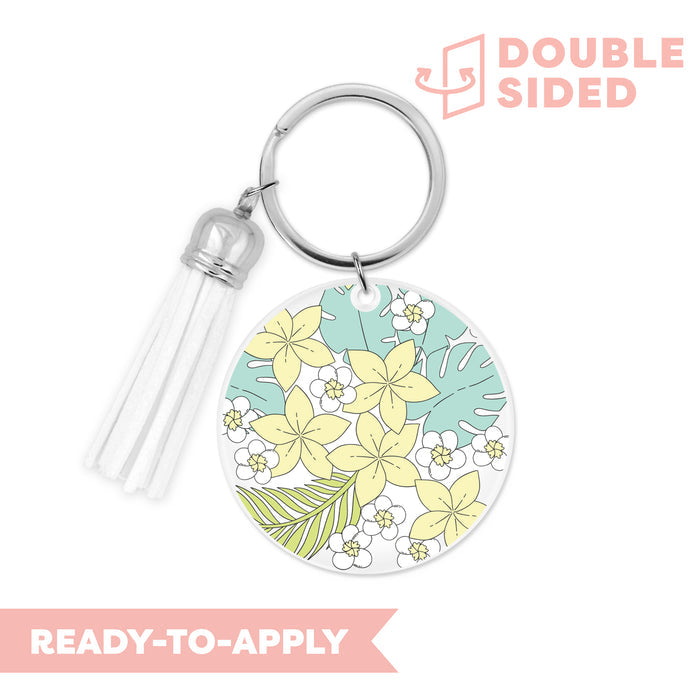 [ Double Sided ] Circle UV DTF Decal | Yellow Plumeria