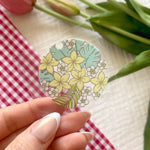 [ Double Sided ] Circle UV DTF Decal | Yellow Plumeria