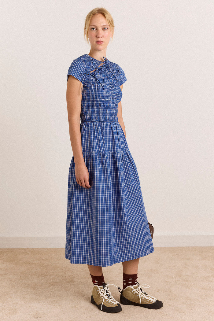 Ebba Midi Dress - Blue Check