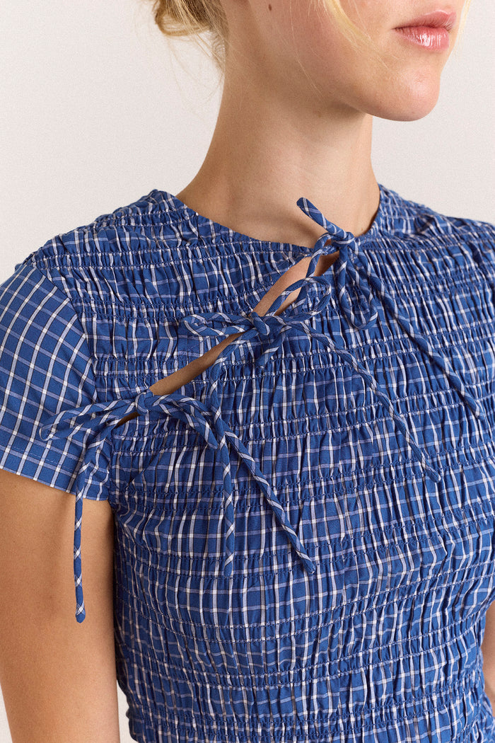 Ebba Midi Dress - Blue Check