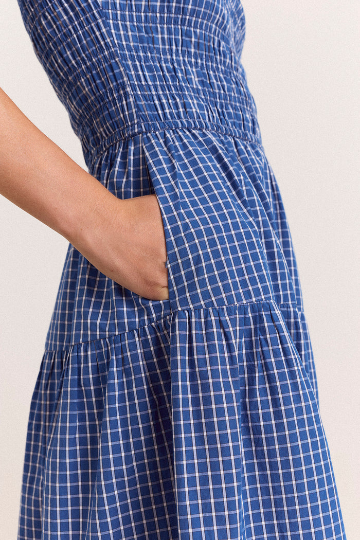 Ebba Midi Dress - Blue Check