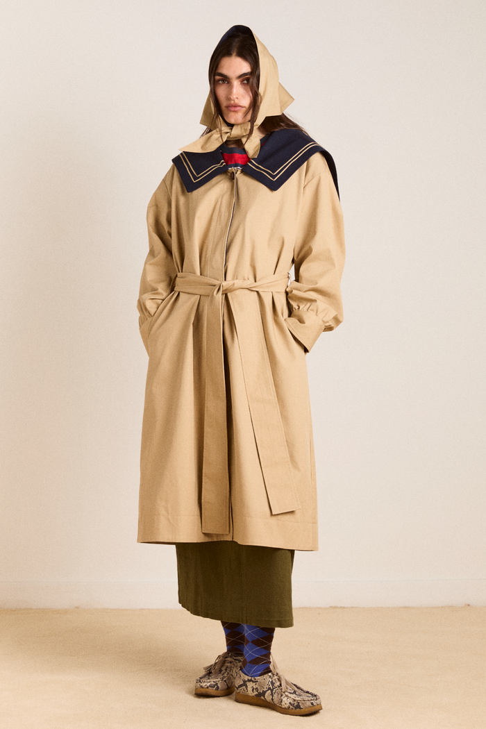 Ella Trench - Navy Tan