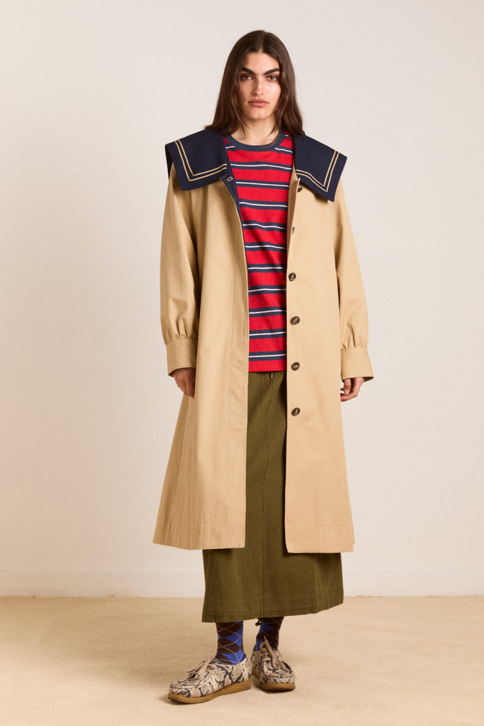 Ella Trench - Navy Tan