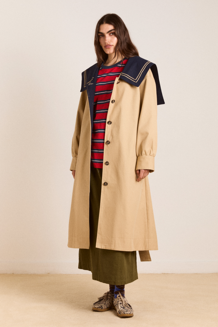 Ella Trench - Navy Tan