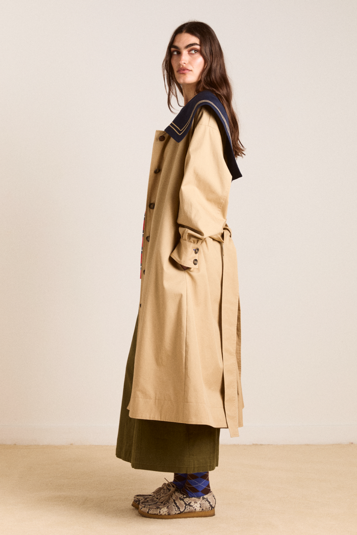 Ella Trench - Navy Tan
