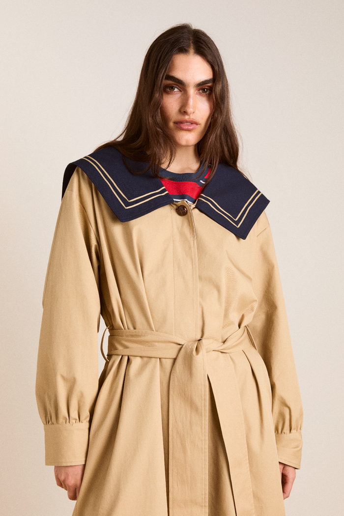 Ella Trench - Navy Tan