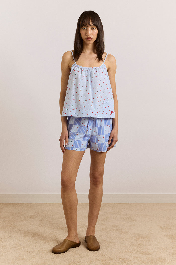 Eluna Boxer Shorts - Blue Stripe & Floral Print