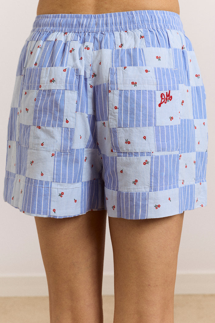 Eluna Boxer Shorts - Blue Stripe & Floral Print