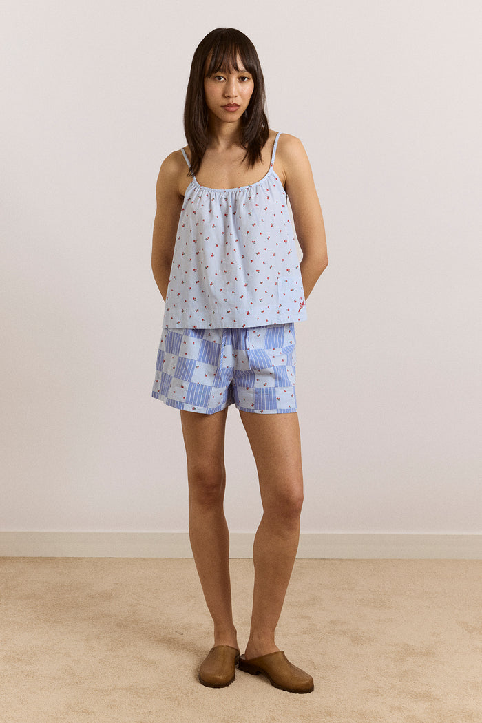 Eluna Cami - Blue Stripe & Floral Print