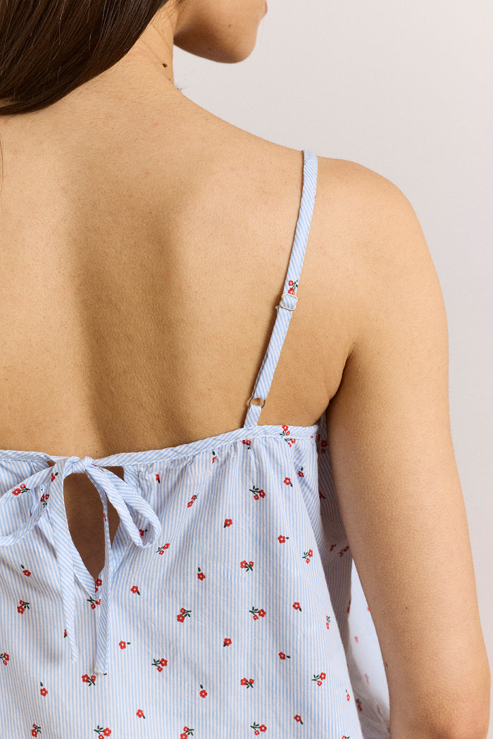 Eluna Cami - Blue Stripe & Floral Print