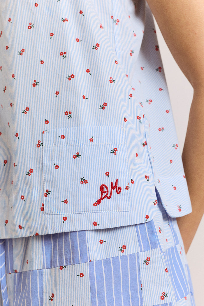 Eluna Cami - Blue Stripe & Floral Print
