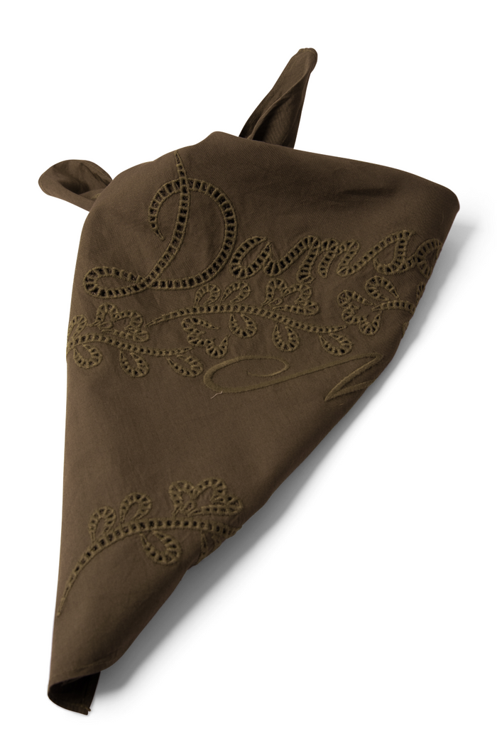 Embroidered Headscarf In Khaki