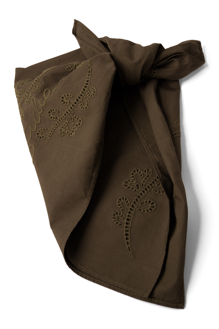 Embroidered Headscarf In Khaki