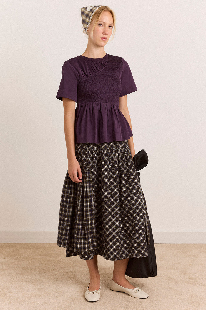 Emmy Shirred Top - Plum