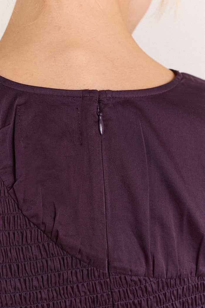 Emmy Shirred Top - Plum