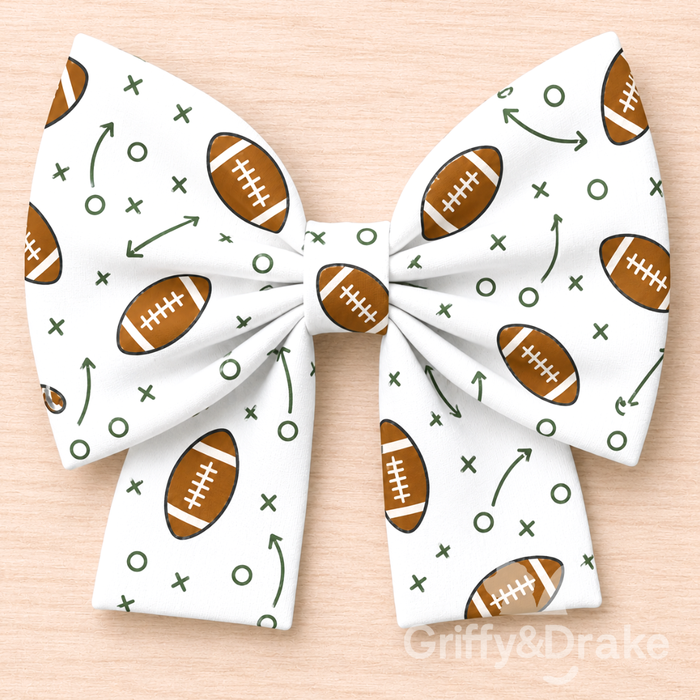 End Zone Zoomies WHITE Sailor Bow