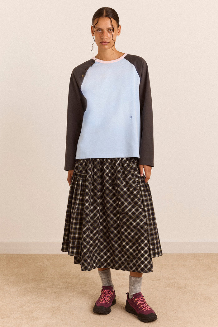 Enzo Raglan Tee - Blue/Charcoal