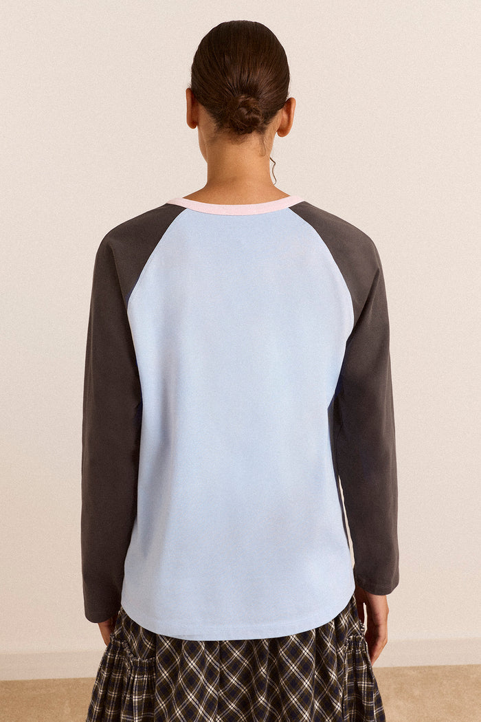 Enzo Raglan Tee - Blue/Charcoal