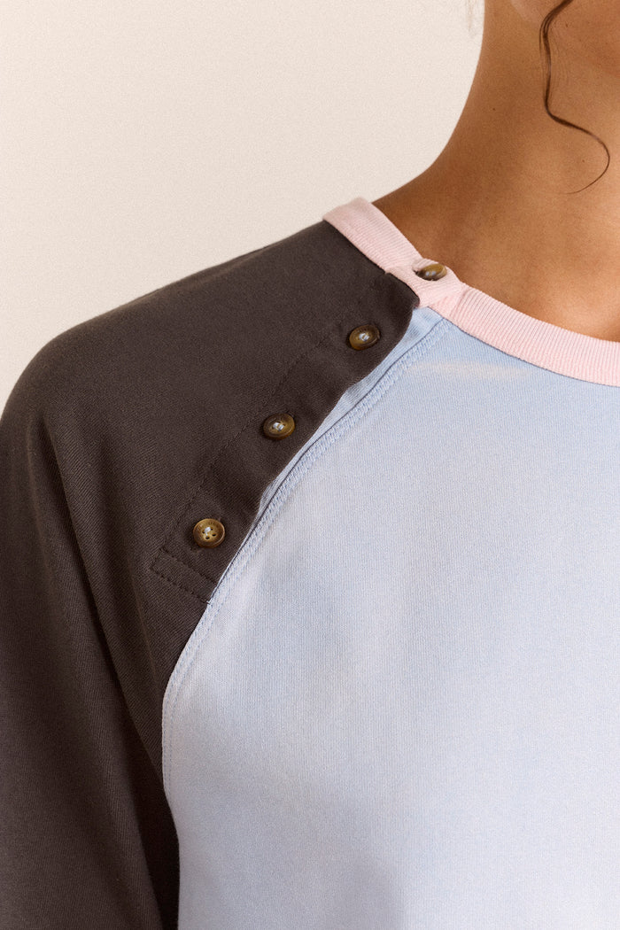 Enzo Raglan Tee - Blue/Charcoal