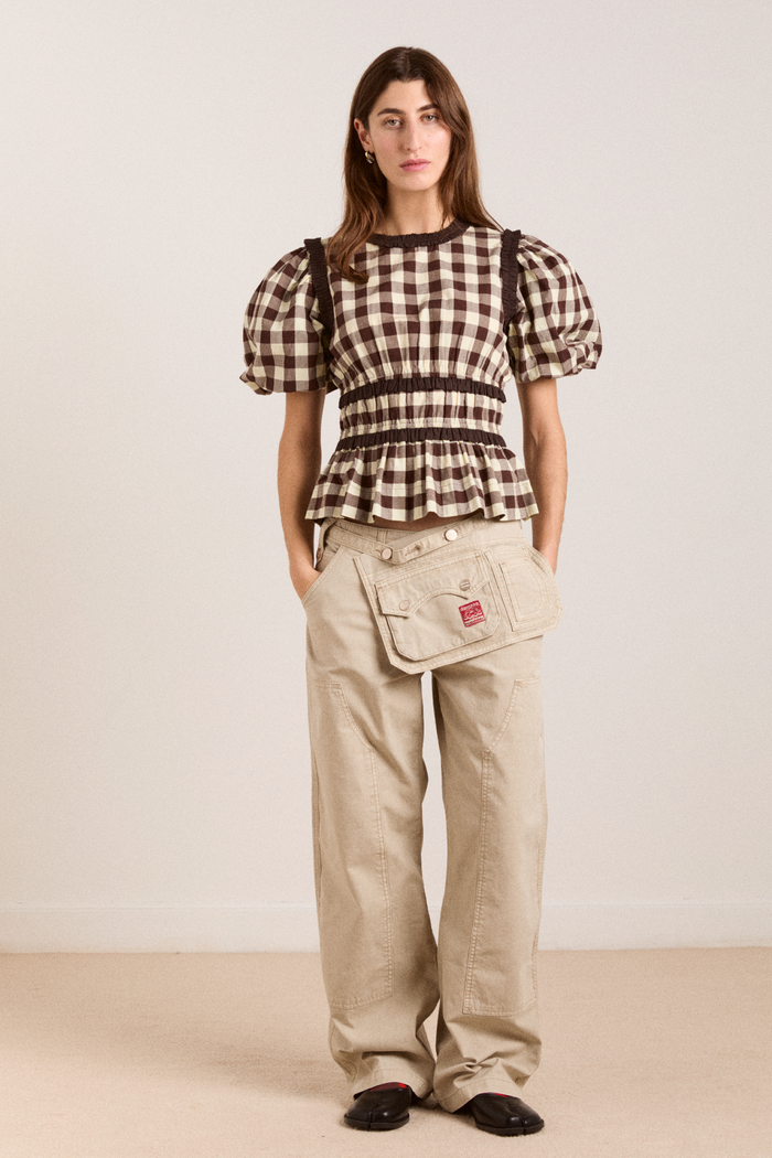 Everly Ruffle Blouse - Butter Gingham