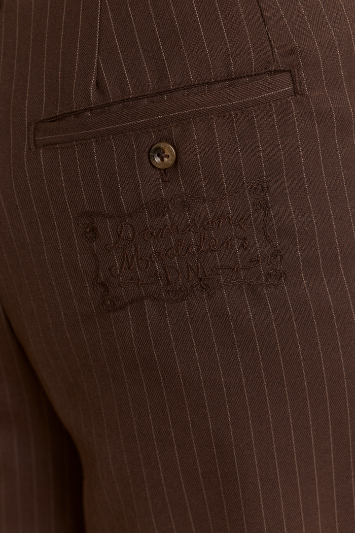 Fabia Trouser - Choc Pinstripe
