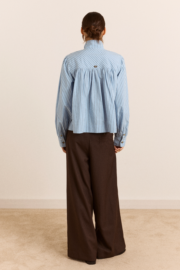 Fabia Trouser - Choc Pinstripe