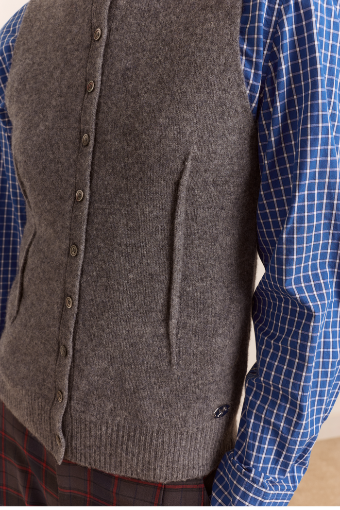 Franny Merino Wool Cardigan Set - Charcoal / Grey