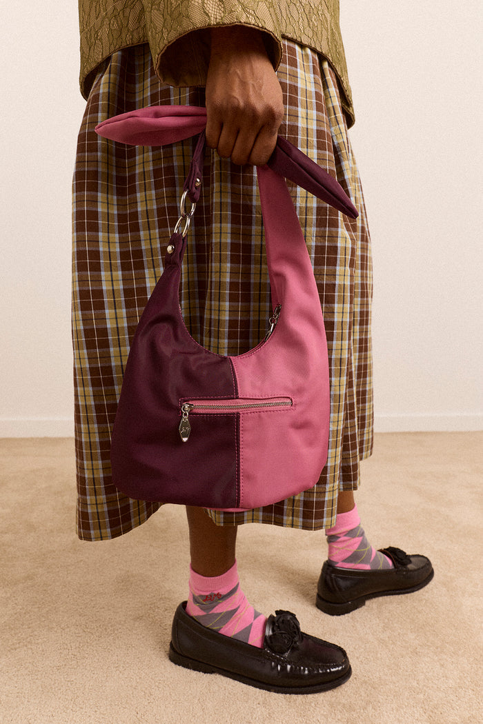 Gene Mini Tie Bag In Pink & Burg Colourblock