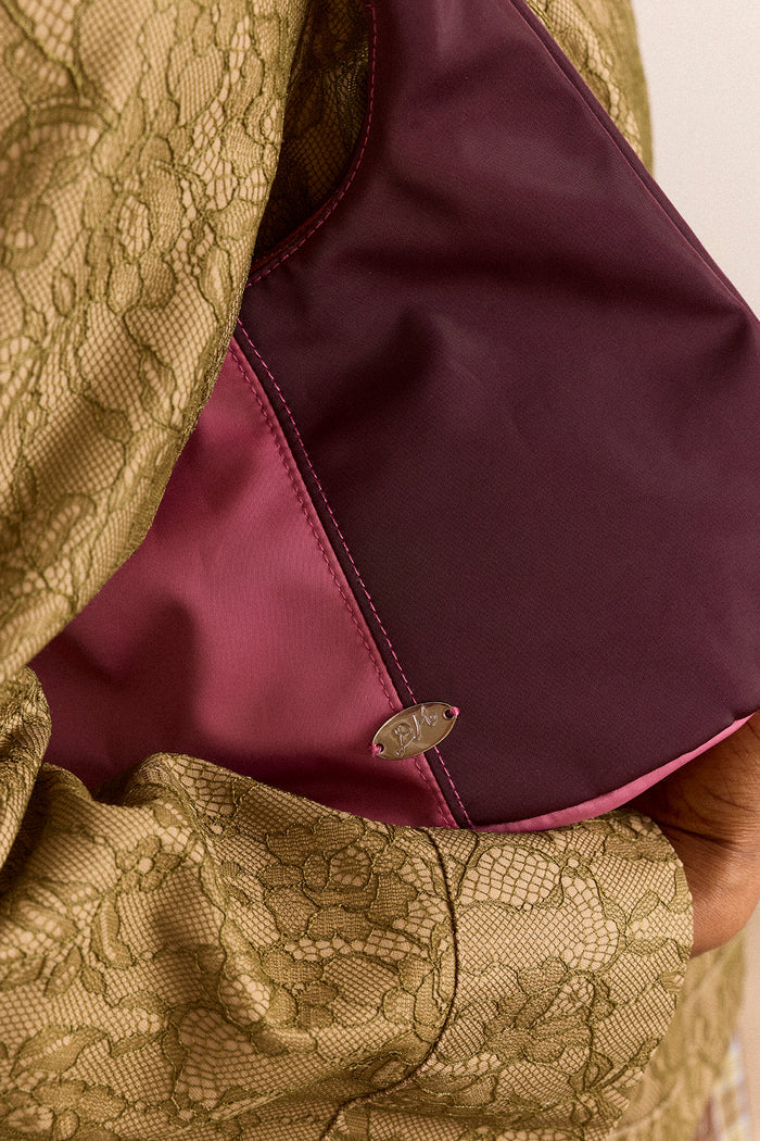 Gene Mini Tie Bag In Pink & Burg Colourblock
