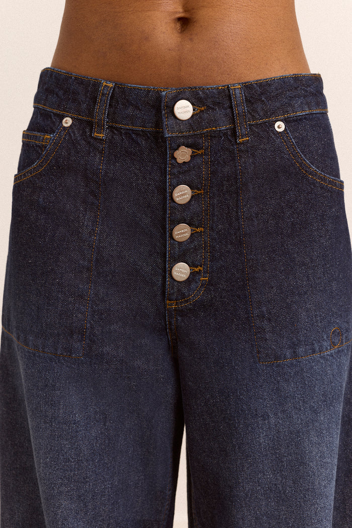 Gigi Ultra Baggy Wide Leg Jeans - Rinse Slate Wash
