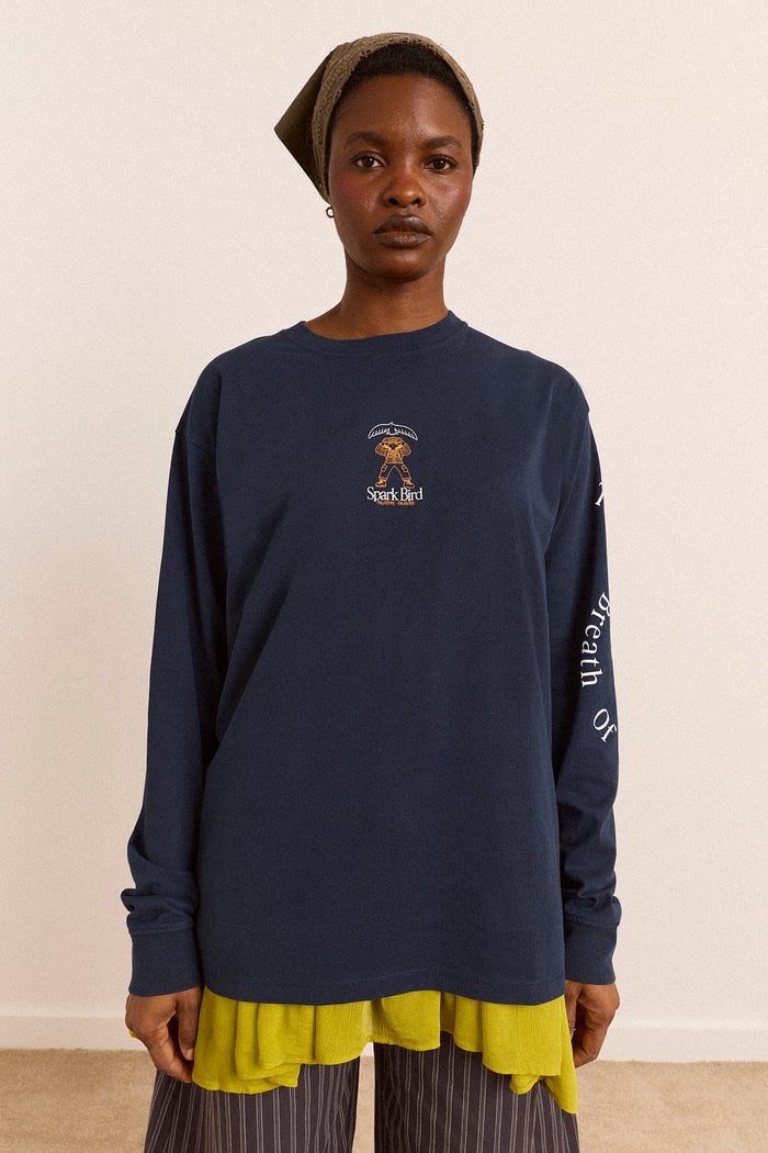 Gone Rambling Long Sleeve Graphic Tee - Blue