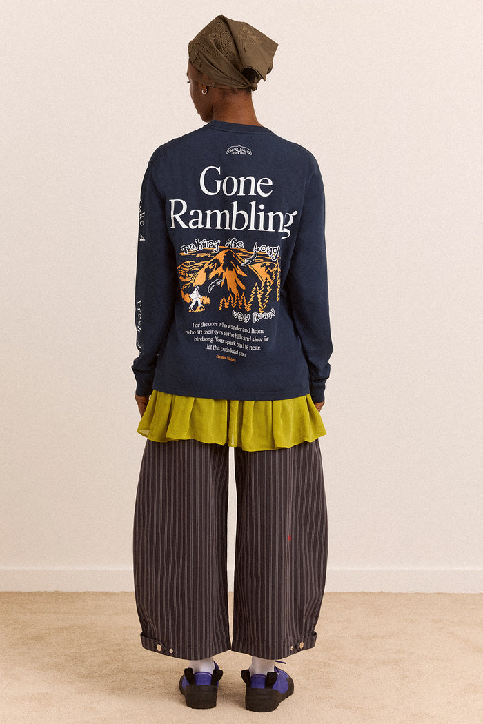 Gone Rambling Long Sleeve Graphic Tee - Blue