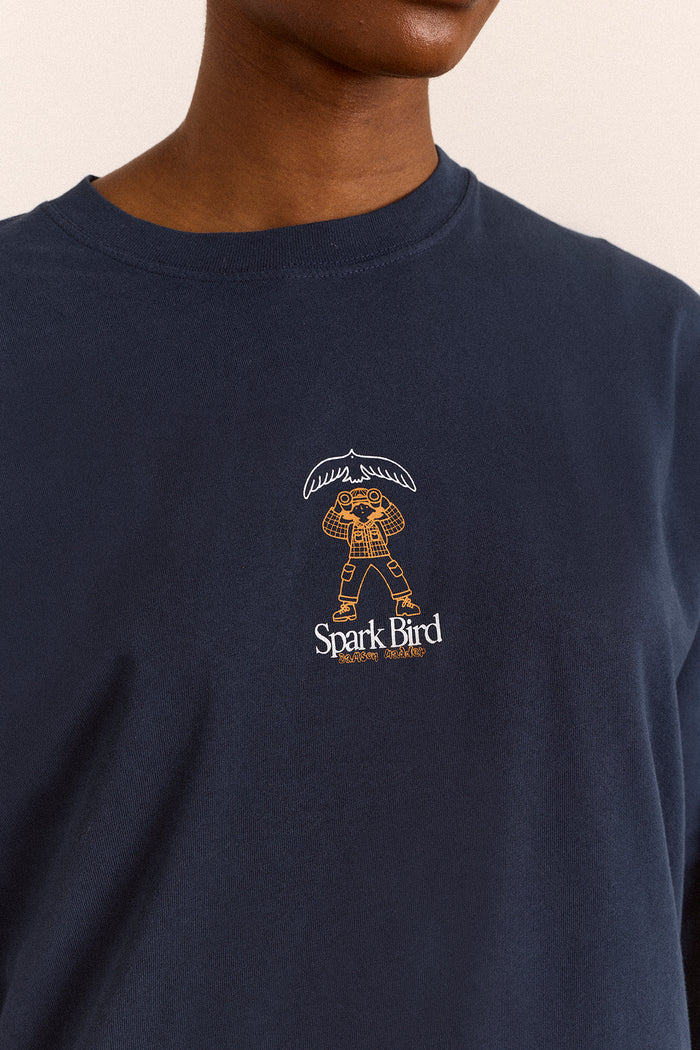 Gone Rambling Long Sleeve Graphic Tee - Blue