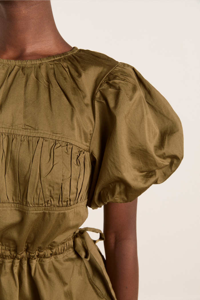 Hadley Blouse - Olive Cotton Satin