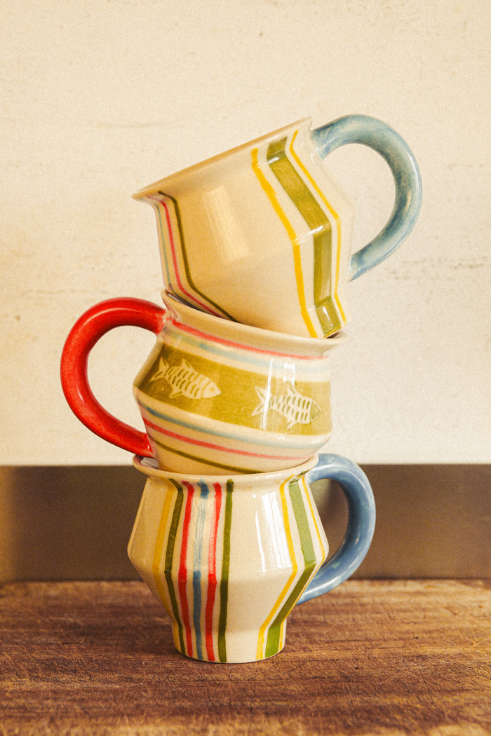 Hand Painted Angular Mug - Striped