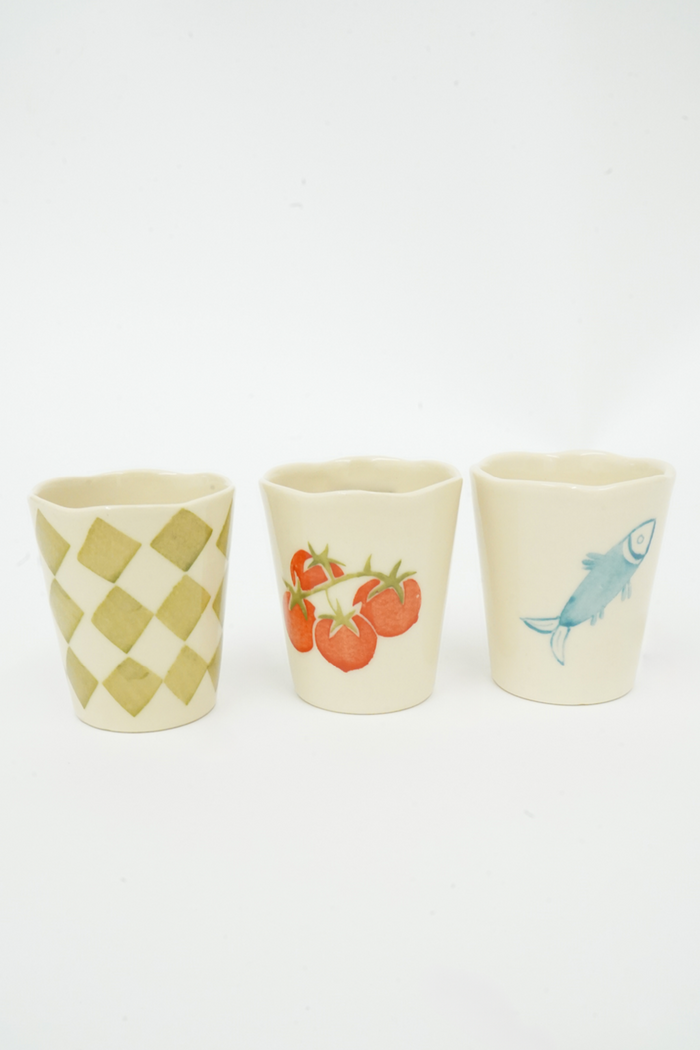 Hand Painted Novelty Set Of 3 Ceramic Cup Set