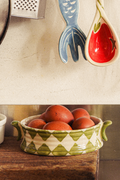 Hand Painted Snack Bowl- Green Check