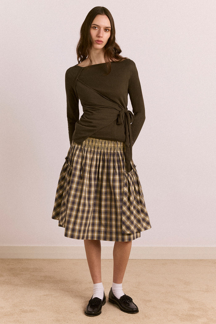 Hannie Wrap Tie Knitted Top - Olive