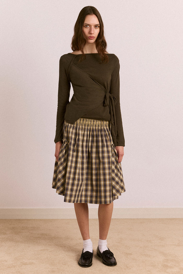 Hannie Wrap Tie Knitted Top - Olive