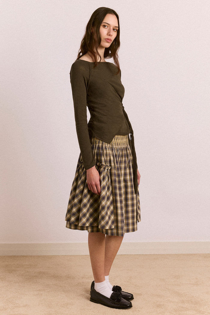 Hannie Wrap Tie Knitted Top - Olive