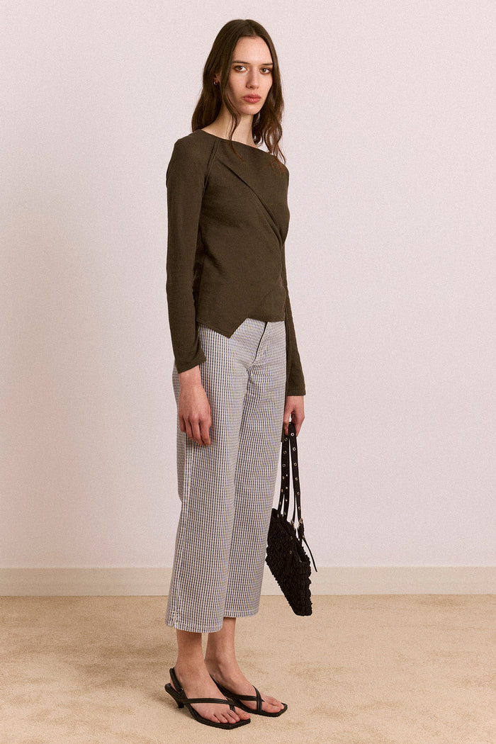 Hannie Wrap Tie Knitted Top - Olive