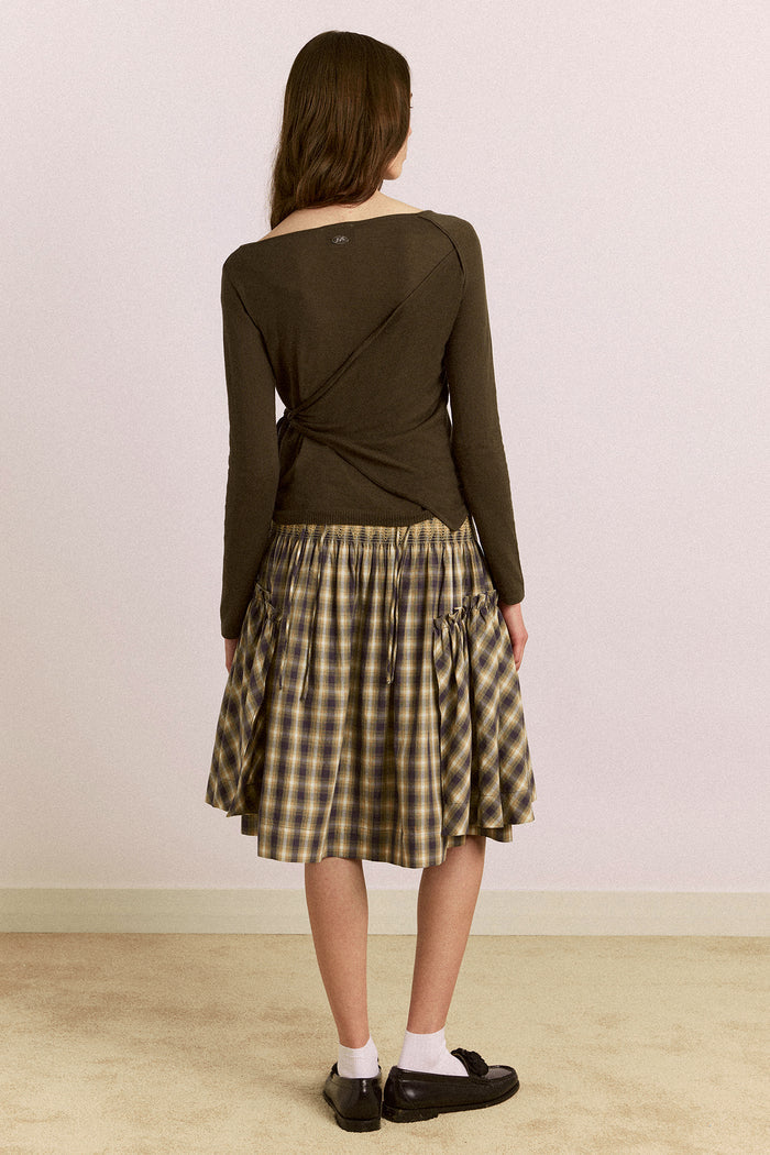 Hannie Wrap Tie Knitted Top - Olive