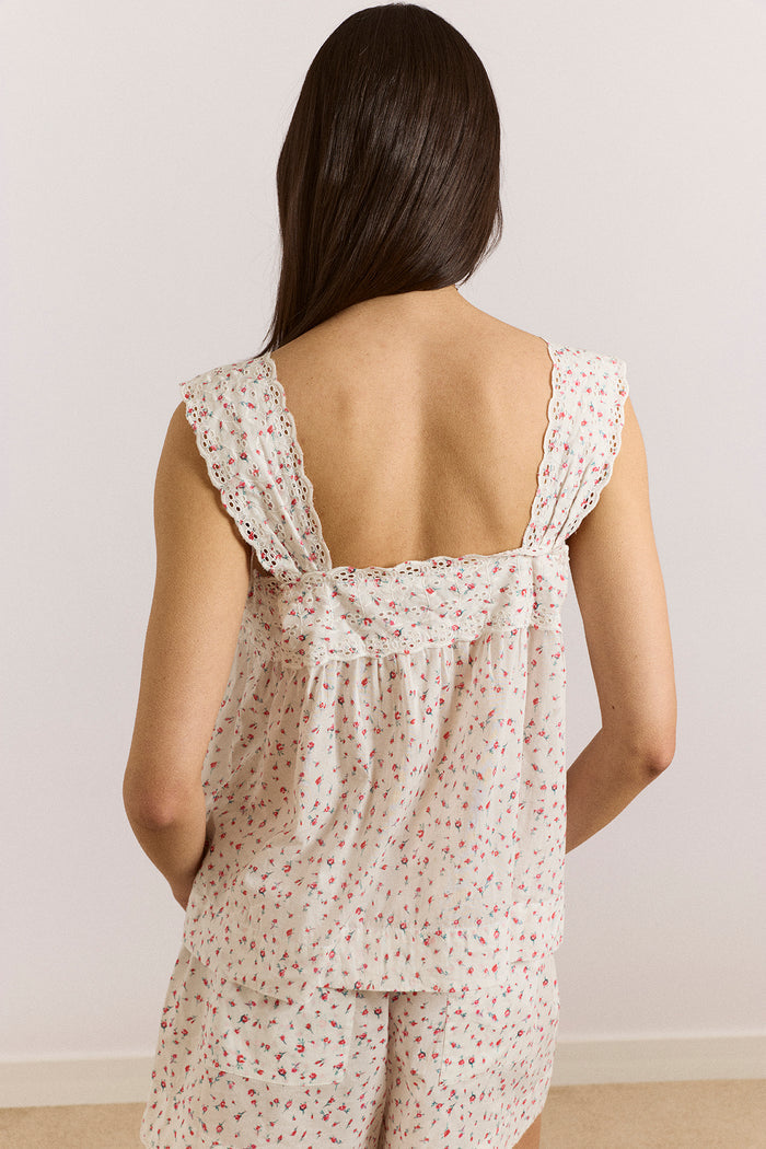 Harrietta Button Through Cami - Pink Floral