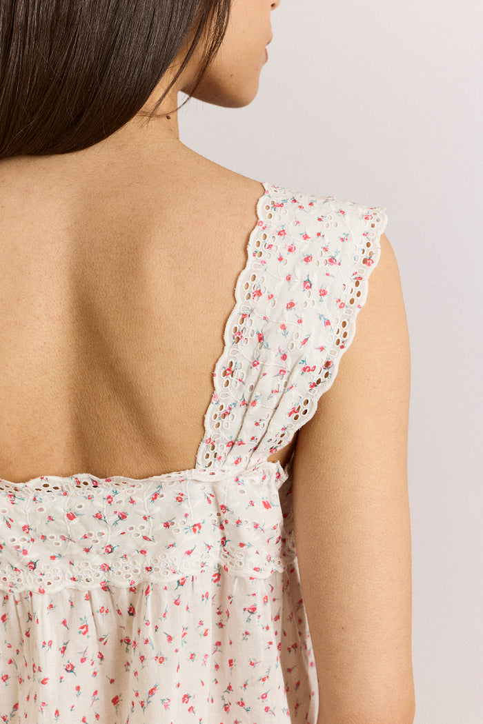 Harrietta Button Through Cami - Pink Floral