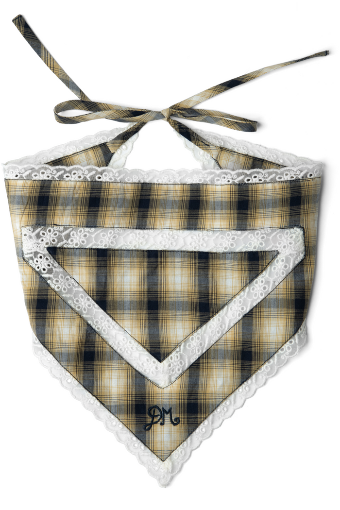 Headscarf With Lace Detail In Cardamon Check
