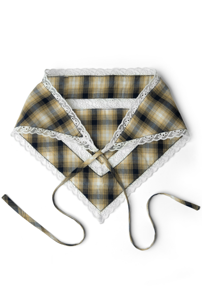 Headscarf With Lace Detail In Cardamon Check