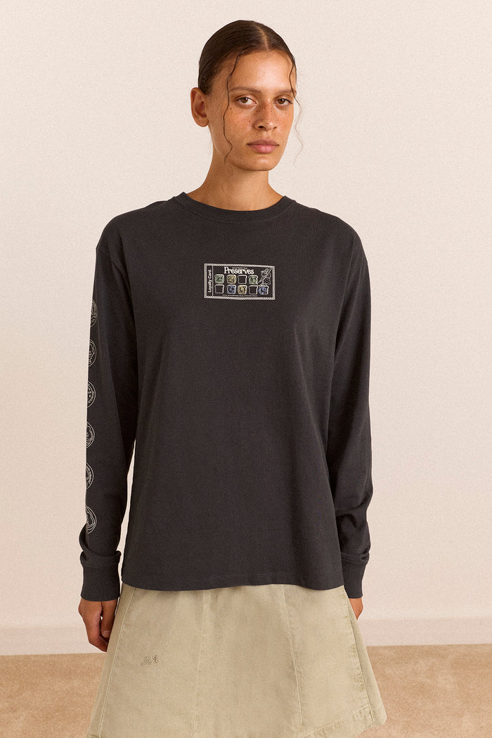 House Preserves Long Sleeve Graphic Tee - Charcoal