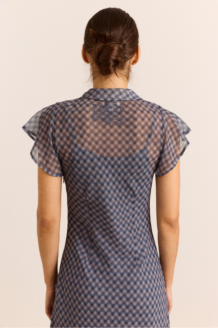 Hudson Midi Dress - Blue Grey Gingham