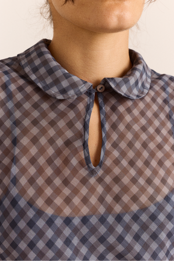 Hudson Midi Dress - Blue Grey Gingham